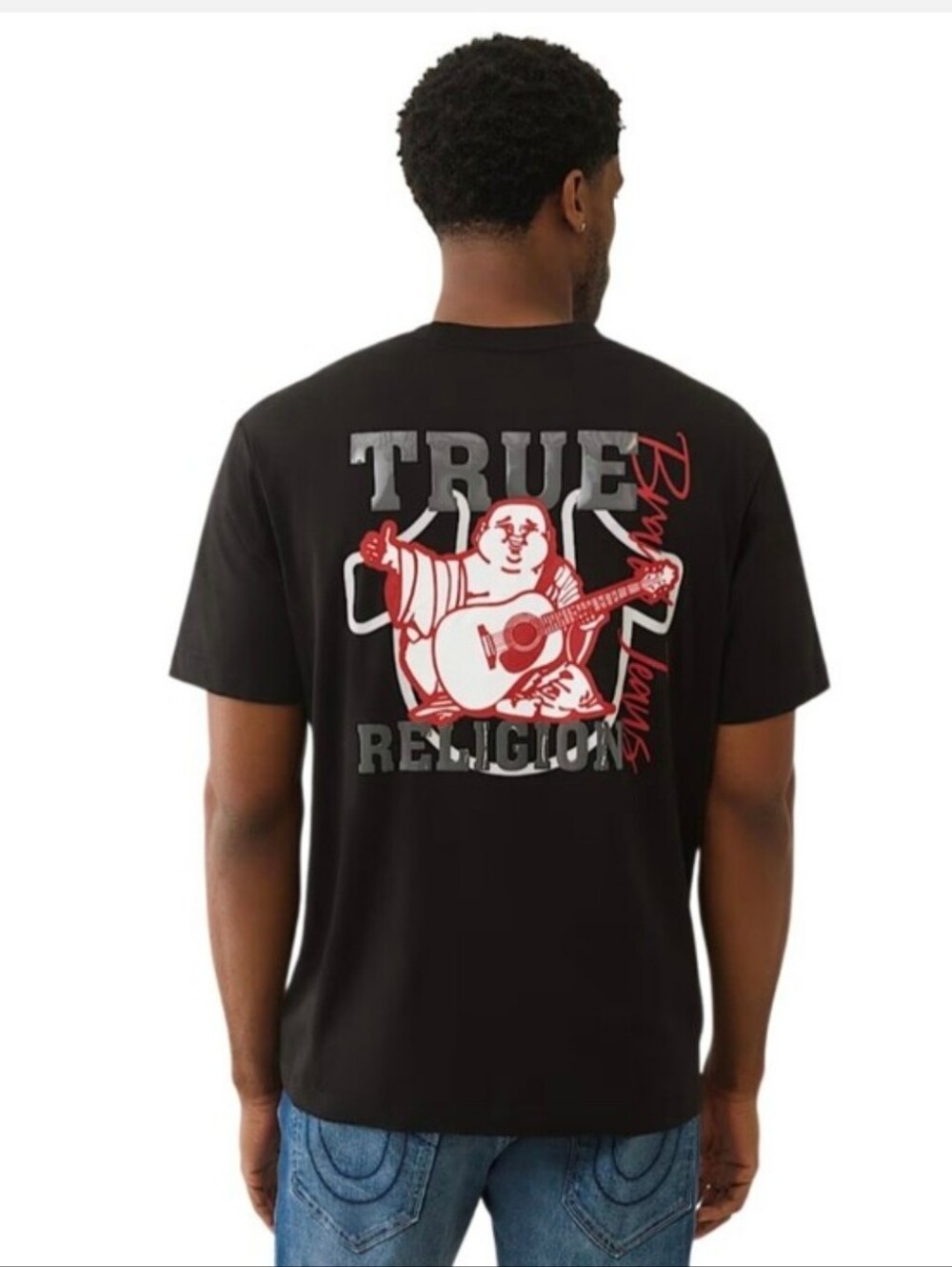 True Religion Men's Black Graphic Logo Tee